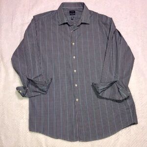 Arrow Slim Fit Men’s Long Sleeve Shirt Size 16-16.5 32/33 Black/White/Blue Check